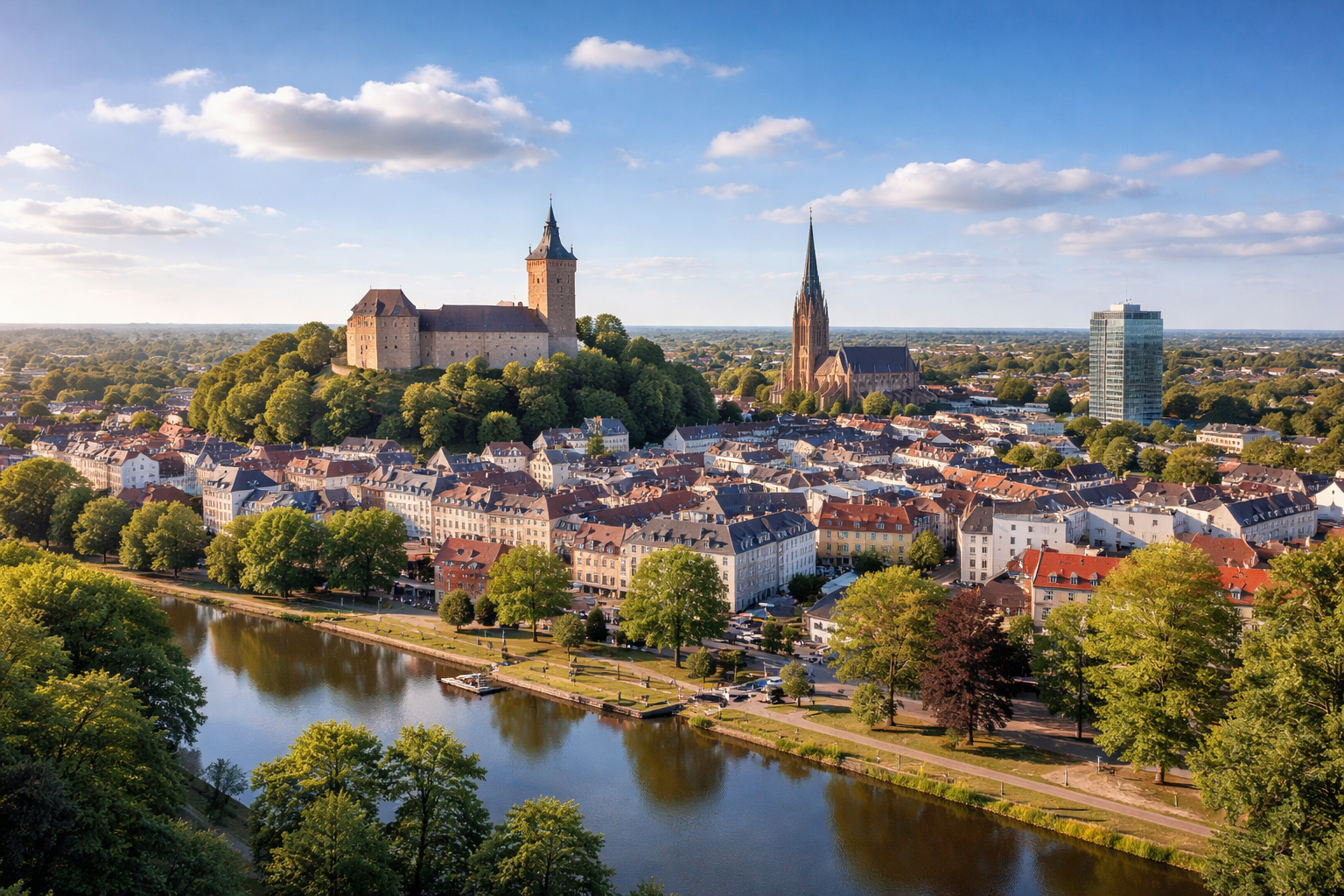 Panorama von Kleve bei Sonnenuntergang